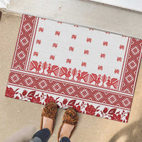 Antique Croatia Folk Embroidery Inspired Pattern Rubber Doormat Roses and Peacocks - Wonder Print Shop