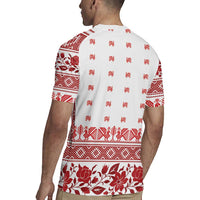Antique Croatia Folk Embroidery Inspired Pattern Rugby Jersey Roses and Peacocks - Wonder Print Shop