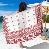 Antique Croatia Folk Embroidery Inspired Pattern Sarong Roses and Peacocks - Wonder Print Shop