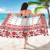 Antique Croatia Folk Embroidery Inspired Pattern Sarong Roses and Peacocks - Wonder Print Shop