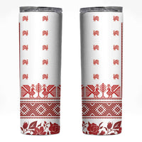 Antique Croatia Folk Embroidery Inspired Pattern Skinny Tumbler Roses and Peacocks - Wonder Print Shop