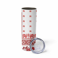 Antique Croatia Folk Embroidery Inspired Pattern Skinny Tumbler Roses and Peacocks - Wonder Print Shop