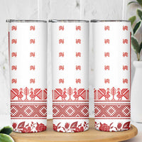 Antique Croatia Folk Embroidery Inspired Pattern Skinny Tumbler Roses and Peacocks - Wonder Print Shop