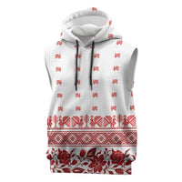 Antique Croatia Folk Embroidery Inspired Pattern Sleeveless Hoodie Roses and Peacocks - Wonder Print Shop