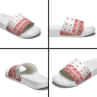 Antique Croatia Folk Embroidery Inspired Pattern Slide Sandals Roses and Peacocks - Wonder Print Shop