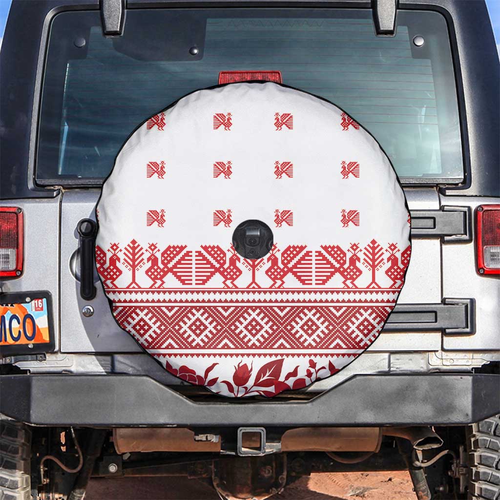 Antique Croatia Folk Embroidery Inspired Pattern Spare Tire Cover Roses and Peacocks - Wonder Print Shop