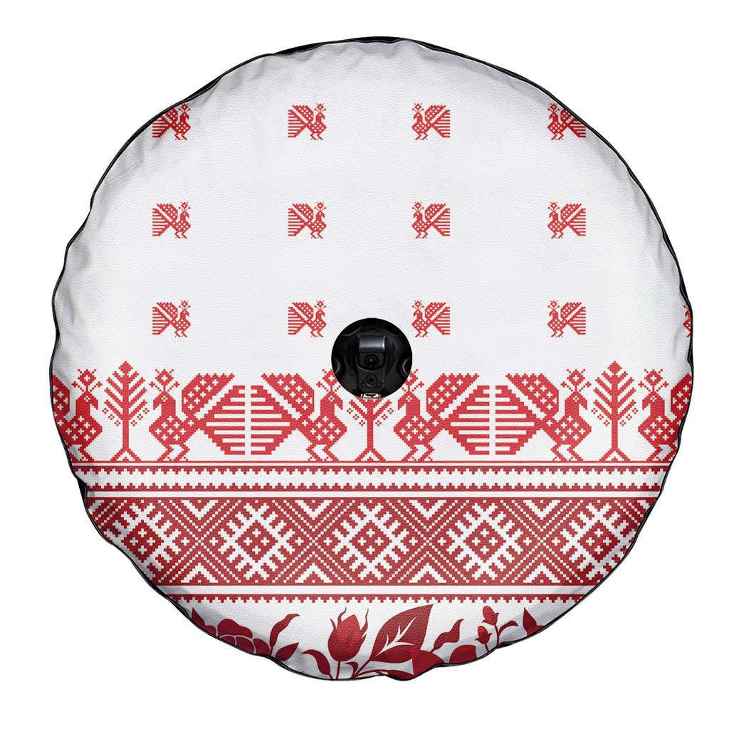 Antique Croatia Folk Embroidery Inspired Pattern Spare Tire Cover Roses and Peacocks - Wonder Print Shop