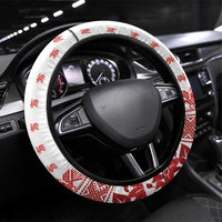 Antique Croatia Folk Embroidery Inspired Pattern Steering Wheel Cover Roses and Peacocks - Wonder Print Shop