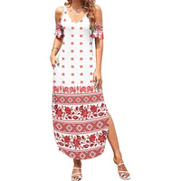 Antique Croatia Folk Embroidery Inspired Pattern Summer Maxi Dress Roses and Peacocks - Wonder Print Shop
