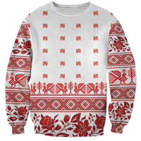 Antique Croatia Folk Embroidery Inspired Pattern Sweatshirt Roses and Peacocks - Wonder Print Shop