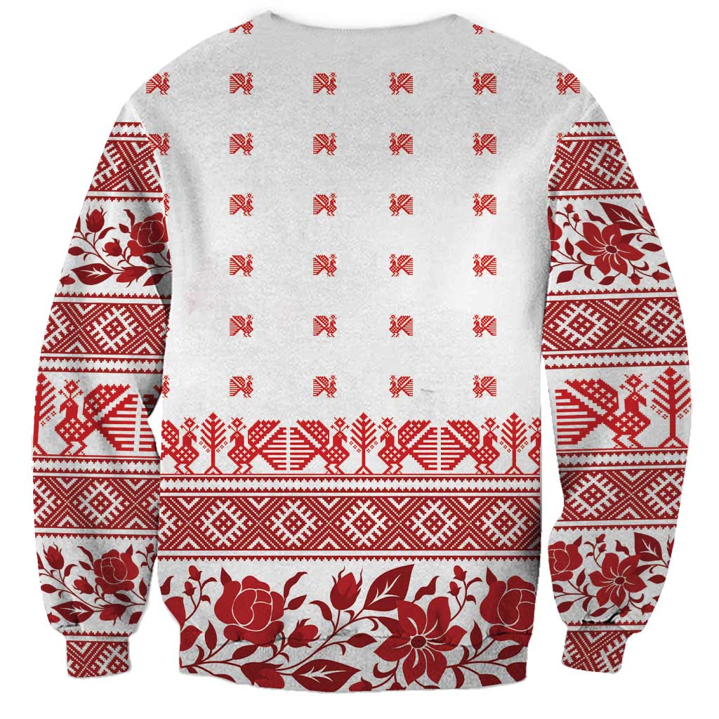 Antique Croatia Folk Embroidery Inspired Pattern Sweatshirt Roses and Peacocks - Wonder Print Shop
