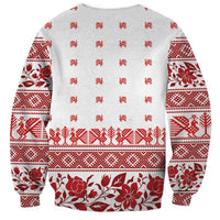 Antique Croatia Folk Embroidery Inspired Pattern Sweatshirt Roses and Peacocks - Wonder Print Shop