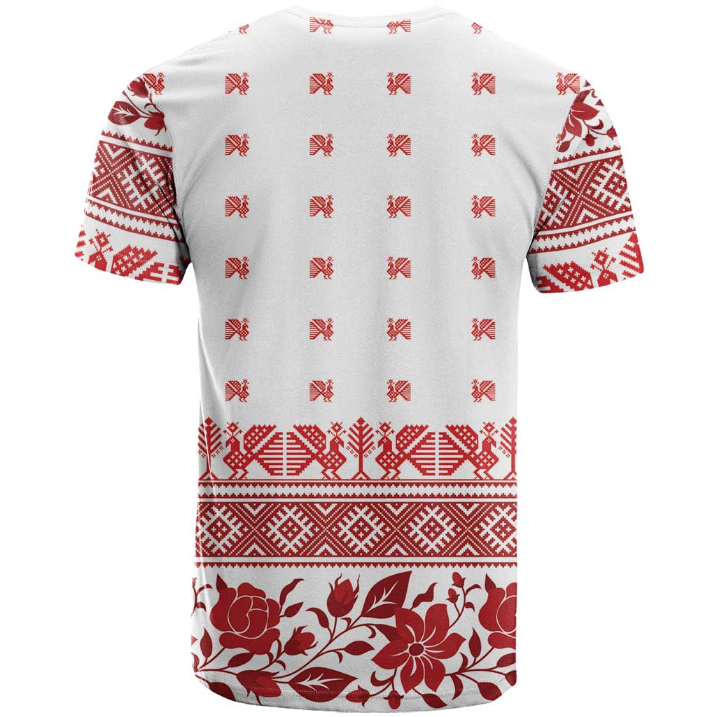 Antique Croatia Folk Embroidery Inspired Pattern T Shirt Roses and Peacocks - Wonder Print Shop