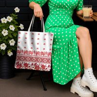 Antique Croatia Folk Embroidery Inspired Pattern Tote Bag Roses and Peacocks - Wonder Print Shop