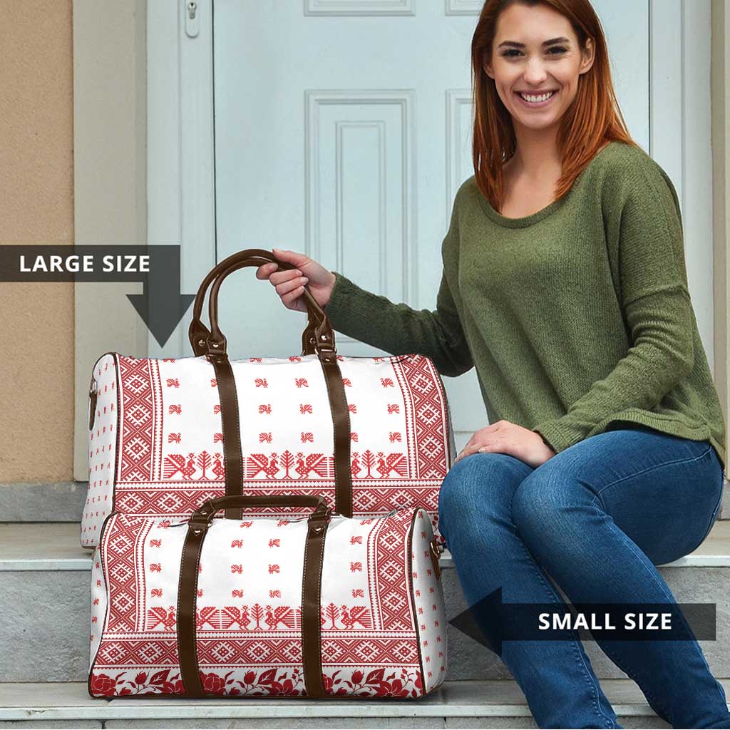 Antique Croatia Folk Embroidery Inspired Pattern Travel Bag Roses and Peacocks - Wonder Print Shop