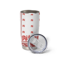 Antique Croatia Folk Embroidery Inspired Pattern Tumbler Cup Roses and Peacocks - Wonder Print Shop