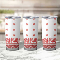 Antique Croatia Folk Embroidery Inspired Pattern Tumbler Cup Roses and Peacocks - Wonder Print Shop