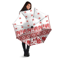 Antique Croatia Folk Embroidery Inspired Pattern Umbrella Roses and Peacocks - Wonder Print Shop