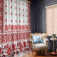 Antique Croatia Folk Embroidery Inspired Pattern Window Curtain Roses and Peacocks - Wonder Print Shop