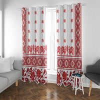 Antique Croatia Folk Embroidery Inspired Pattern Window Curtain Roses and Peacocks - Wonder Print Shop