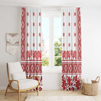 Antique Croatia Folk Embroidery Inspired Pattern Window Curtain Roses and Peacocks - Wonder Print Shop