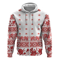 Antique Croatia Folk Embroidery Inspired Pattern Zip Hoodie Roses and Peacocks - Wonder Print Shop