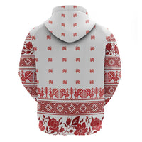 Antique Croatia Folk Embroidery Inspired Pattern Zip Hoodie Roses and Peacocks - Wonder Print Shop