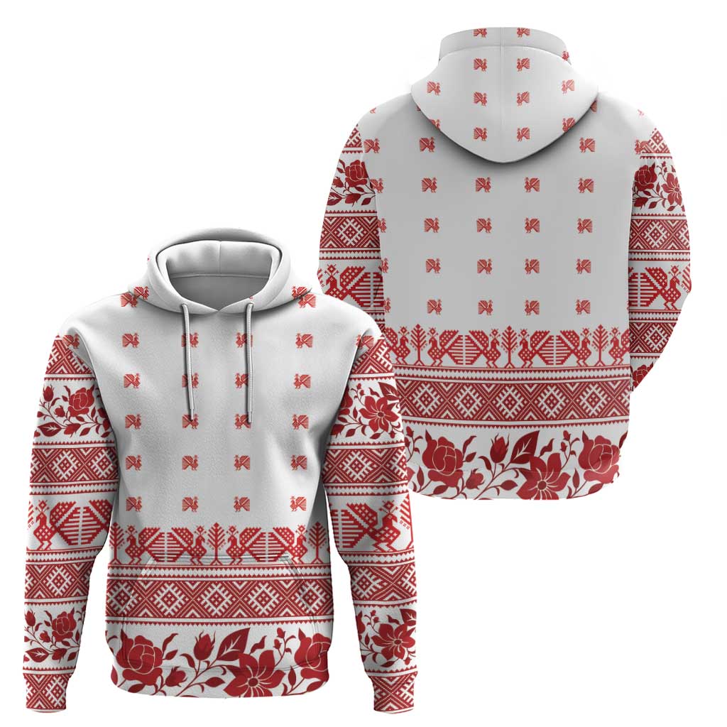 Antique Croatia Folk Embroidery Inspired Pattern Zip Hoodie Roses and Peacocks - Wonder Print Shop