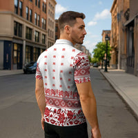 Antique Croatia Folk Embroidery Inspired Pattern Zipper Polo Shirt Roses and Peacocks - Wonder Print Shop