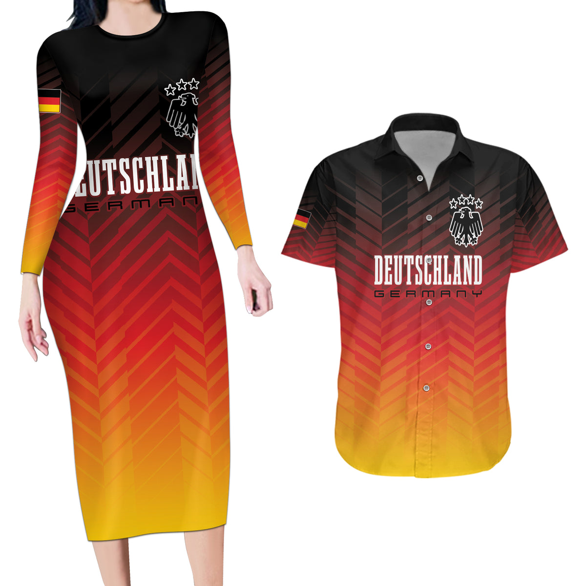 Germany Football Couples Matching Long Sleeve Bodycon Dress and Hawaiian Shirt Nationalelf Dynamic LT7 - Wonder Print Shop