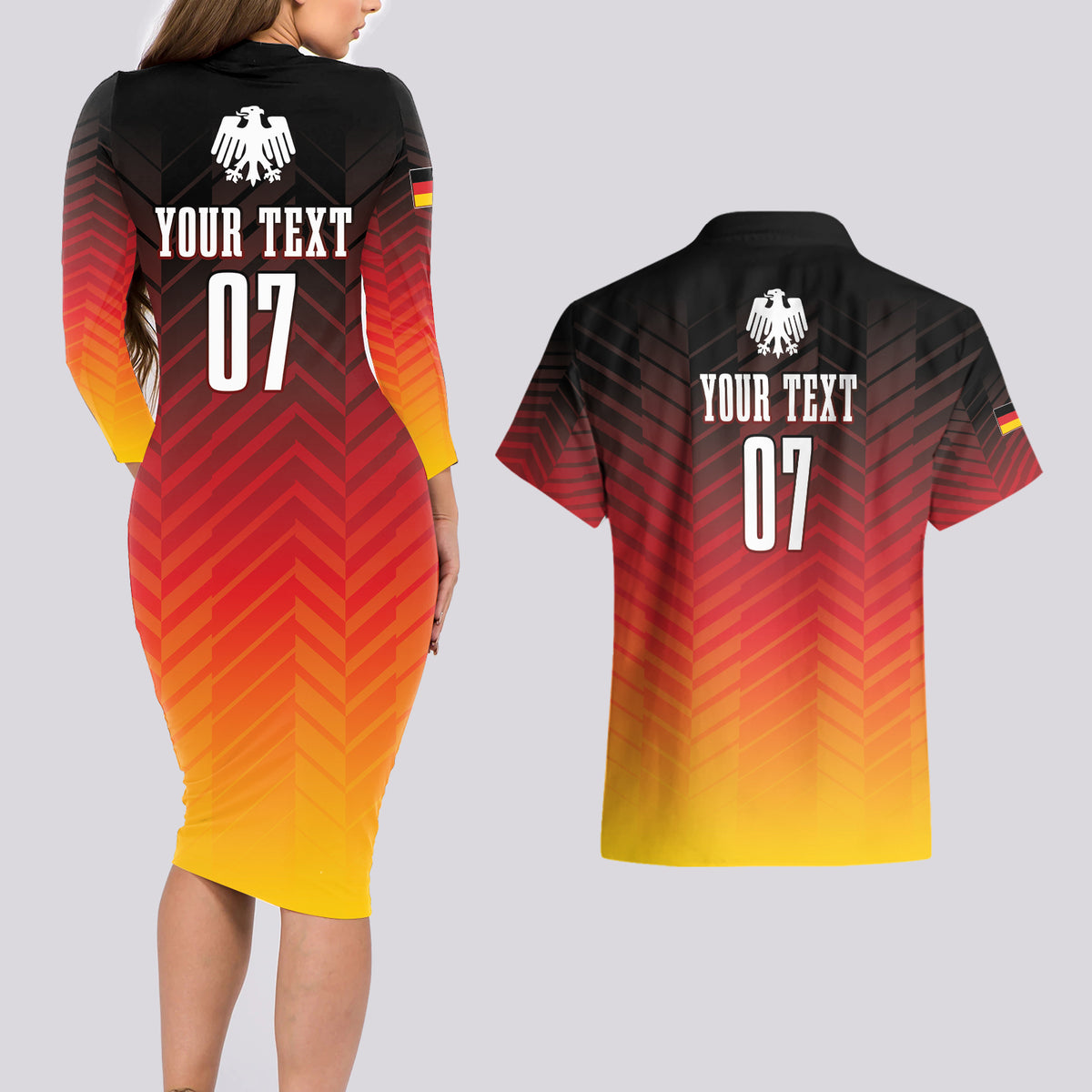 Germany Football Couples Matching Long Sleeve Bodycon Dress and Hawaiian Shirt Nationalelf Dynamic LT7 - Wonder Print Shop
