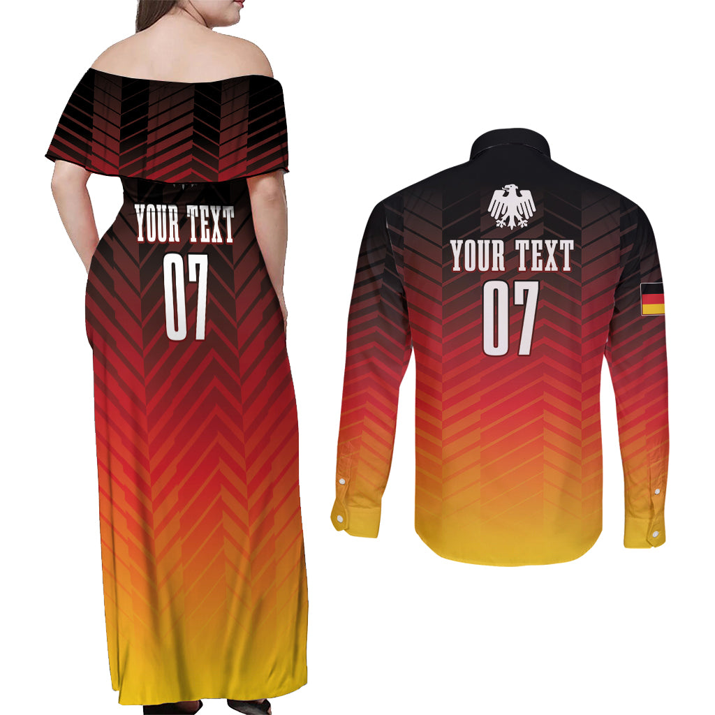 Germany Football Couples Matching Off Shoulder Maxi Dress and Long Sleeve Button Shirt Nationalelf Dynamic LT7 - Wonder Print Shop