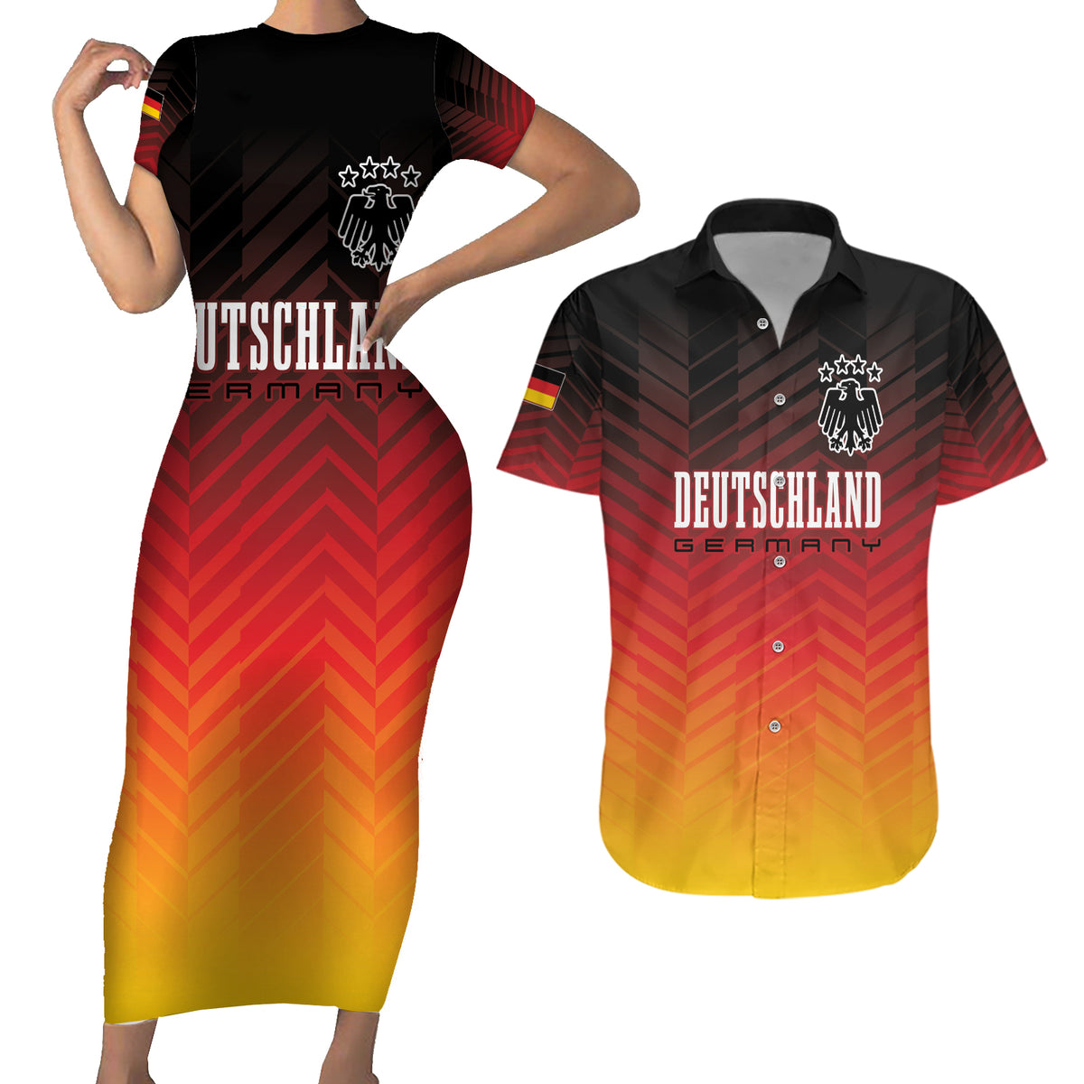 Germany Football Couples Matching Short Sleeve Bodycon Dress and Hawaiian Shirt Nationalelf Dynamic LT7 - Wonder Print Shop