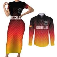 Germany Football Couples Matching Short Sleeve Bodycon Dress and Long Sleeve Button Shirt Nationalelf Dynamic LT7 - Wonder Print Shop