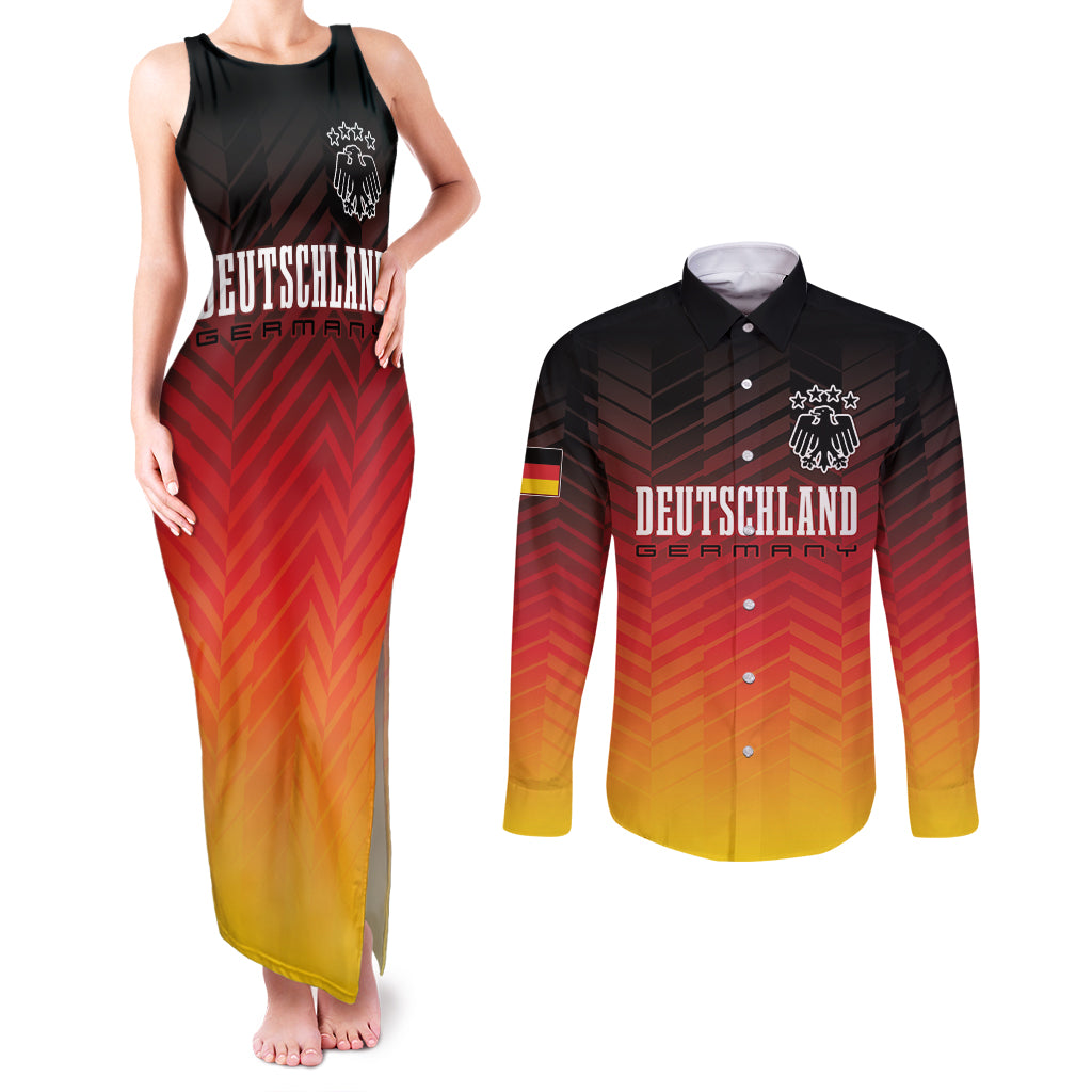 Germany Football Couples Matching Tank Maxi Dress and Long Sleeve Button Shirt Nationalelf Dynamic LT7 - Wonder Print Shop