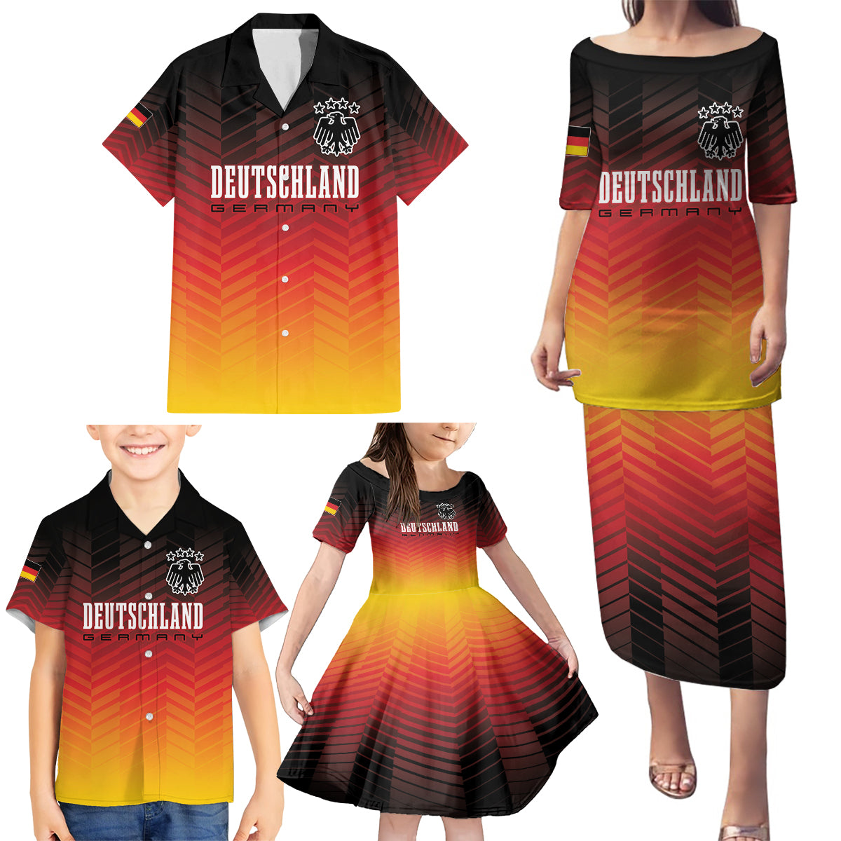 Germany Football Family Matching Puletasi and Hawaiian Shirt Nationalelf Dynamic - Wonder Print Shop