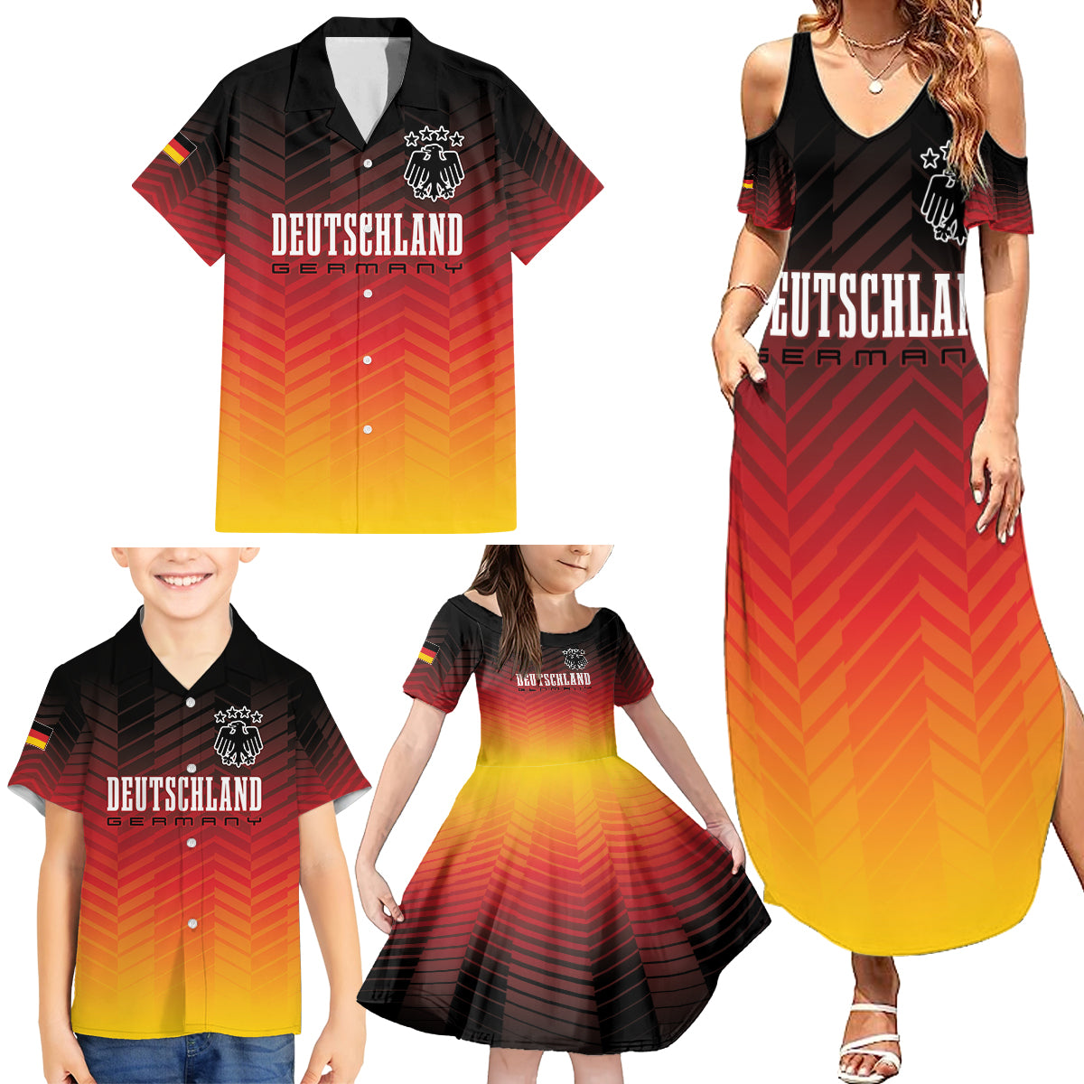 Germany Football Family Matching Summer Maxi Dress and Hawaiian Shirt Nationalelf Dynamic - Wonder Print Shop