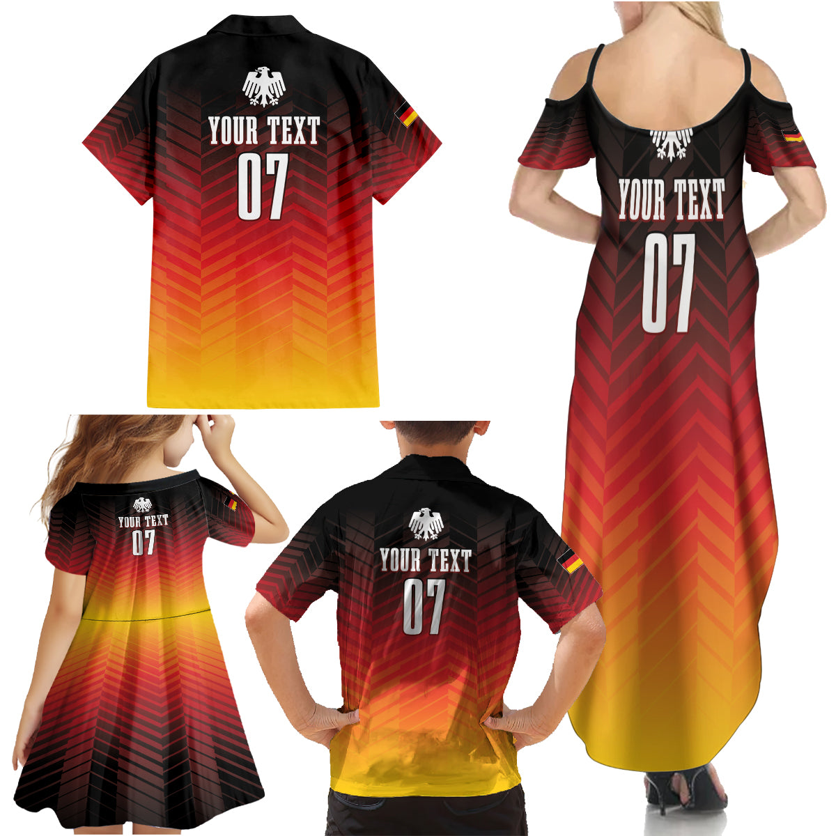 Germany Football Family Matching Summer Maxi Dress and Hawaiian Shirt Nationalelf Dynamic - Wonder Print Shop