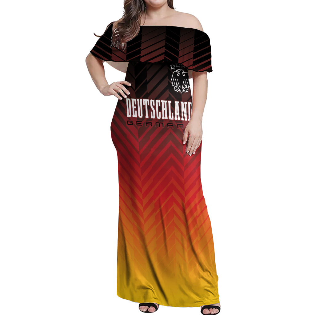 Germany Football Off Shoulder Maxi Dress Nationalelf Dynamic - Wonder Print Shop