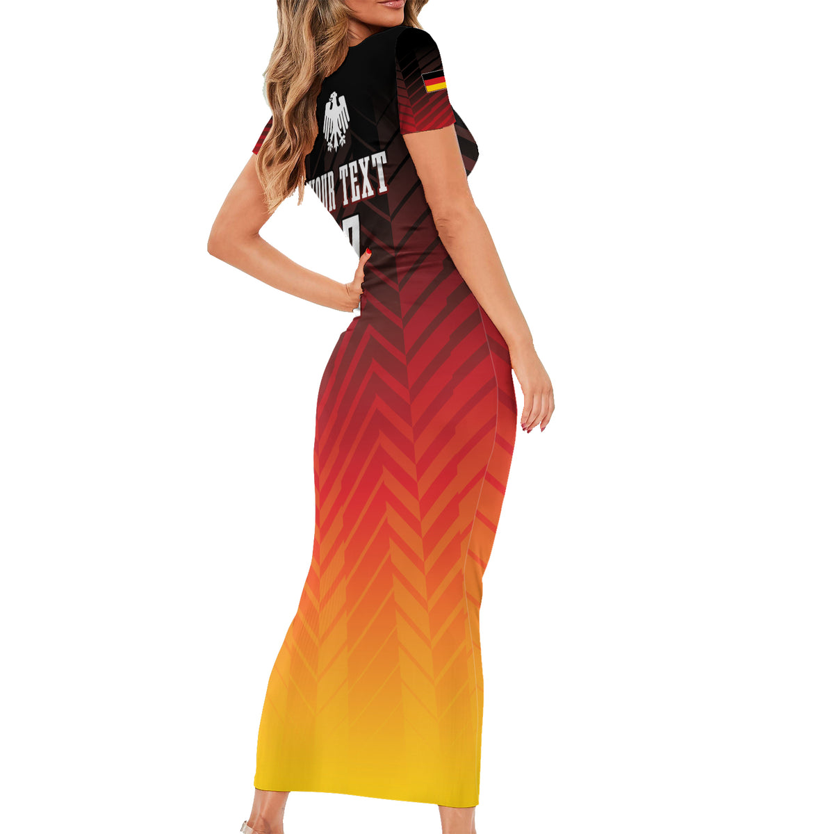 Germany Football Short Sleeve Bodycon Dress Nationalelf Dynamic - Wonder Print Shop