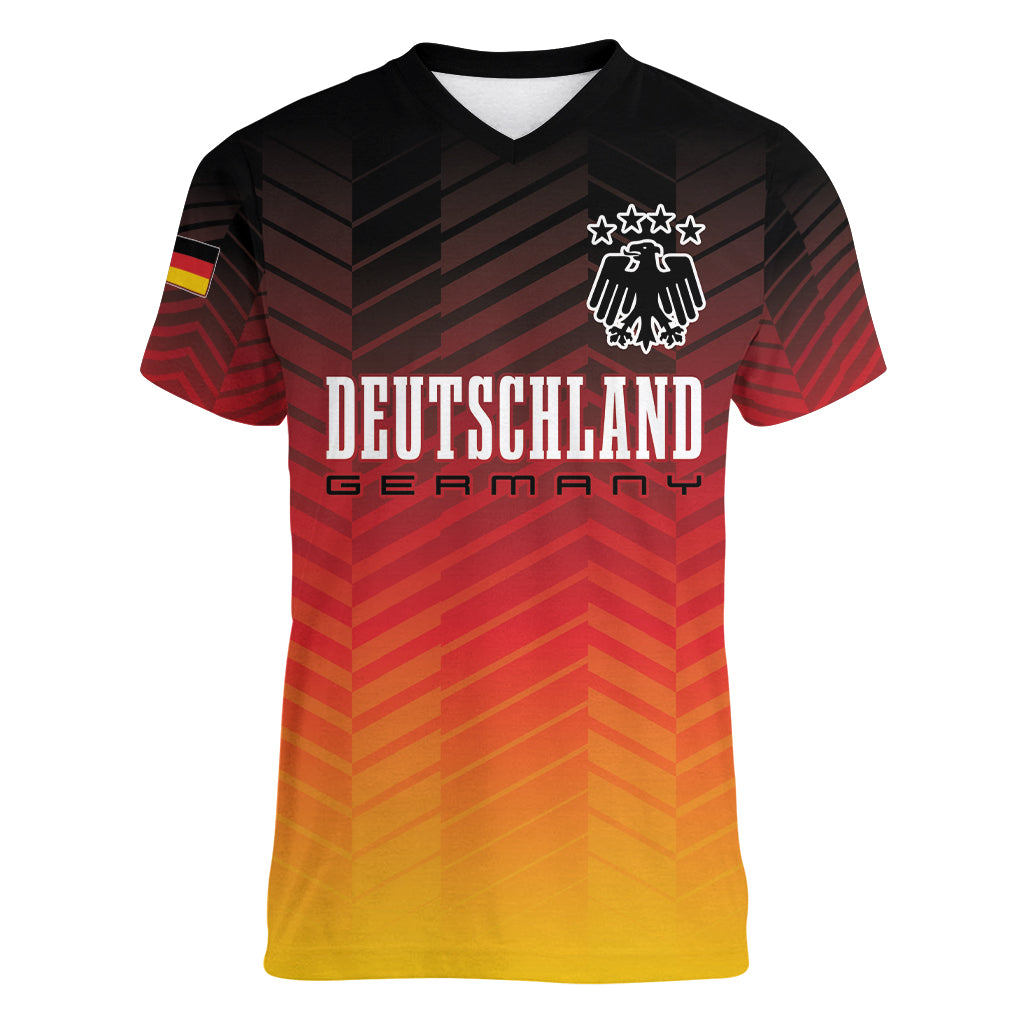 Germany Football Women V-Neck T-Shirt Nationalelf Dynamic - Wonder Print Shop