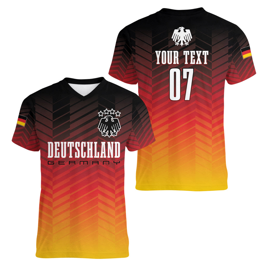 Germany Football Women V-Neck T-Shirt Nationalelf Dynamic - Wonder Print Shop