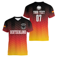 Germany Football Women V-Neck T-Shirt Nationalelf Dynamic - Wonder Print Shop