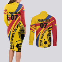 Colombia Football Custom Couples Matching Long Sleeve Bodycon Dress and Long Sleeve Button Shirt Todos Somos Colombia LT7 - Wonder Print Shop