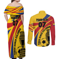 Colombia Football Custom Couples Matching Off Shoulder Maxi Dress and Long Sleeve Button Shirt Todos Somos Colombia LT7 - Wonder Print Shop