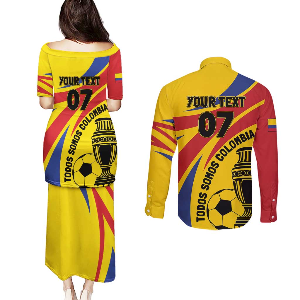 Colombia Football Custom Couples Matching Puletasi and Long Sleeve Button Shirt Todos Somos Colombia LT7 - Wonder Print Shop