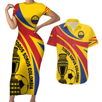 Colombia Football Custom Couples Matching Short Sleeve Bodycon Dress and Hawaiian Shirt Todos Somos Colombia LT7 - Wonder Print Shop