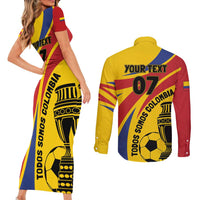Colombia Football Custom Couples Matching Short Sleeve Bodycon Dress and Long Sleeve Button Shirt Todos Somos Colombia LT7 - Wonder Print Shop