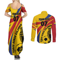 Colombia Football Custom Couples Matching Summer Maxi Dress and Long Sleeve Button Shirt Todos Somos Colombia LT7 - Wonder Print Shop