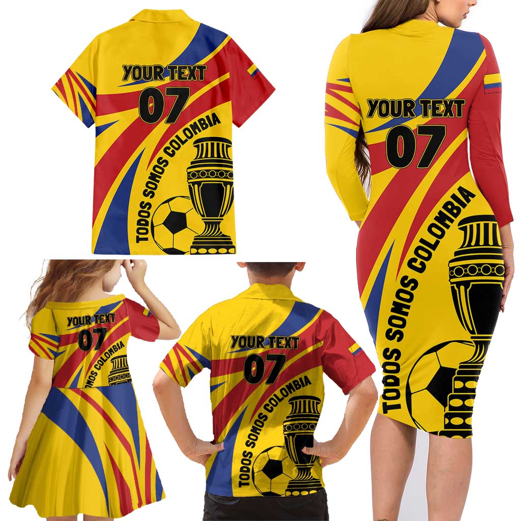 Colombia Football Custom Family Matching Long Sleeve Bodycon Dress and Hawaiian Shirt Todos Somos Colombia LT7 - Wonder Print Shop